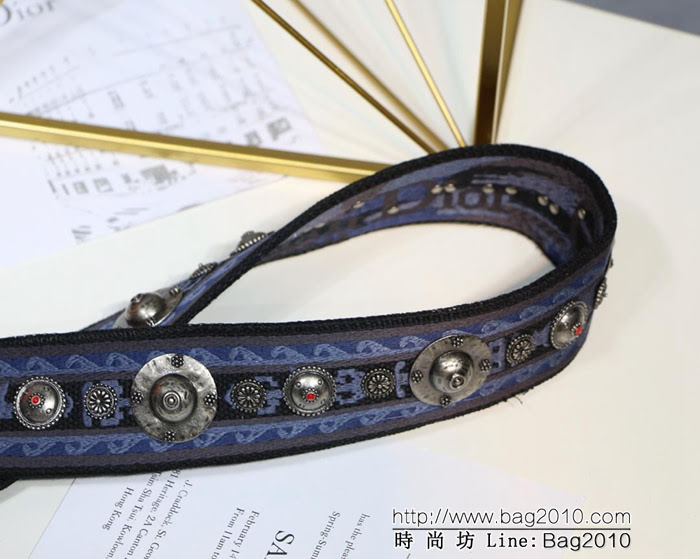 DIOR迪奧 復古羅馬肩帶 深藍色肩帶 復古銀色飾章  zdo1113
